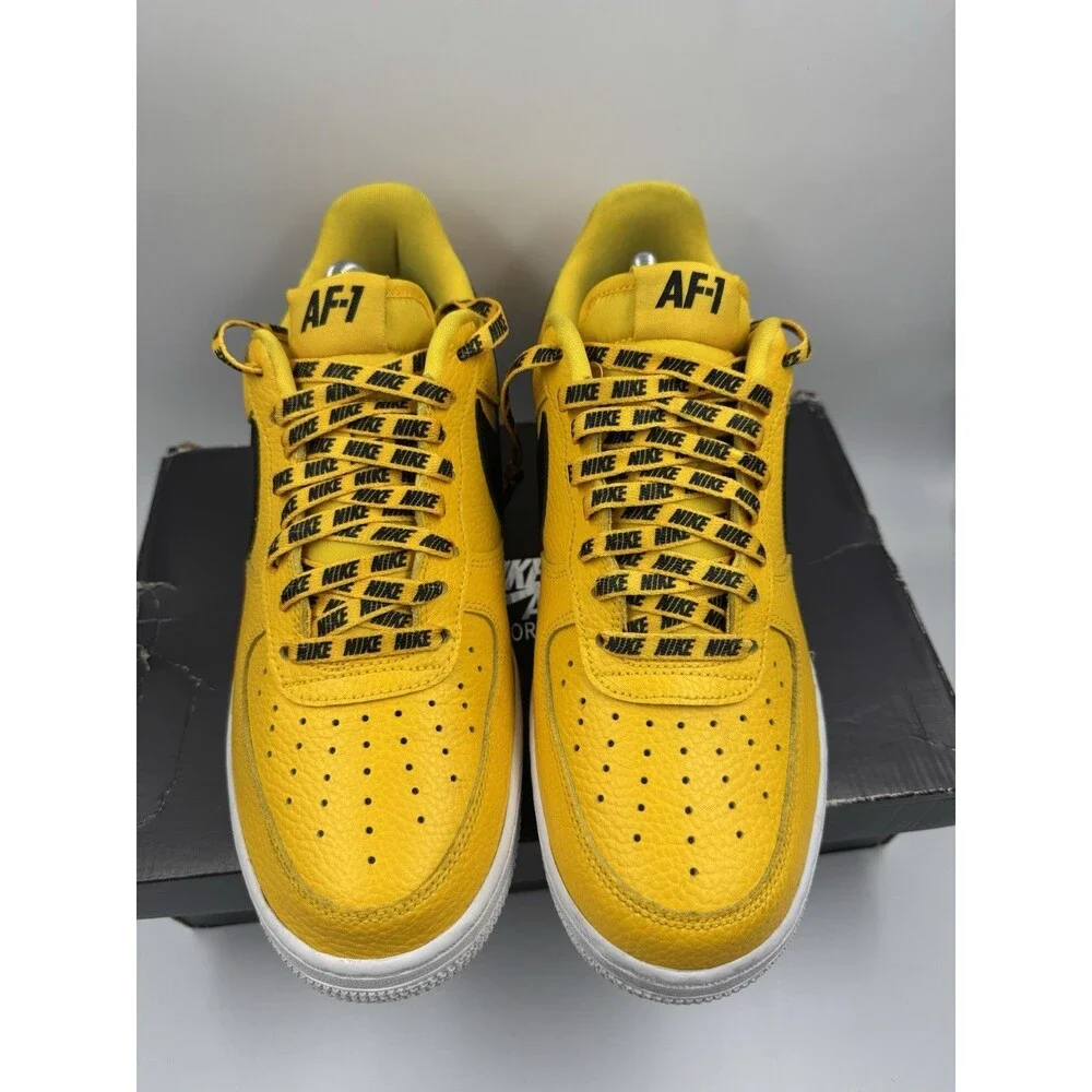 Nike x NBA Air force 1 Amarillo Large black swoosh yellow mens Sz 8.5 823511 701